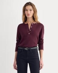 Boxy Henley in Cozy Waffle | Heathered Port Royale