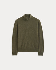 Cashmere Quarter Zip Sweater | Heathered Army Green