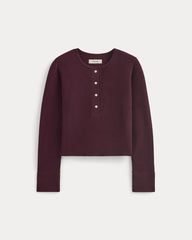 Boxy Henley in Cozy Waffle | Heathered Port Royale