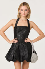 Jinx Jacquard Halter Mini Dress
