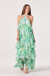 Daiga Floral Halter Tiered Dress