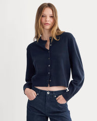 Cashmere Cropped Cardigan | Navy