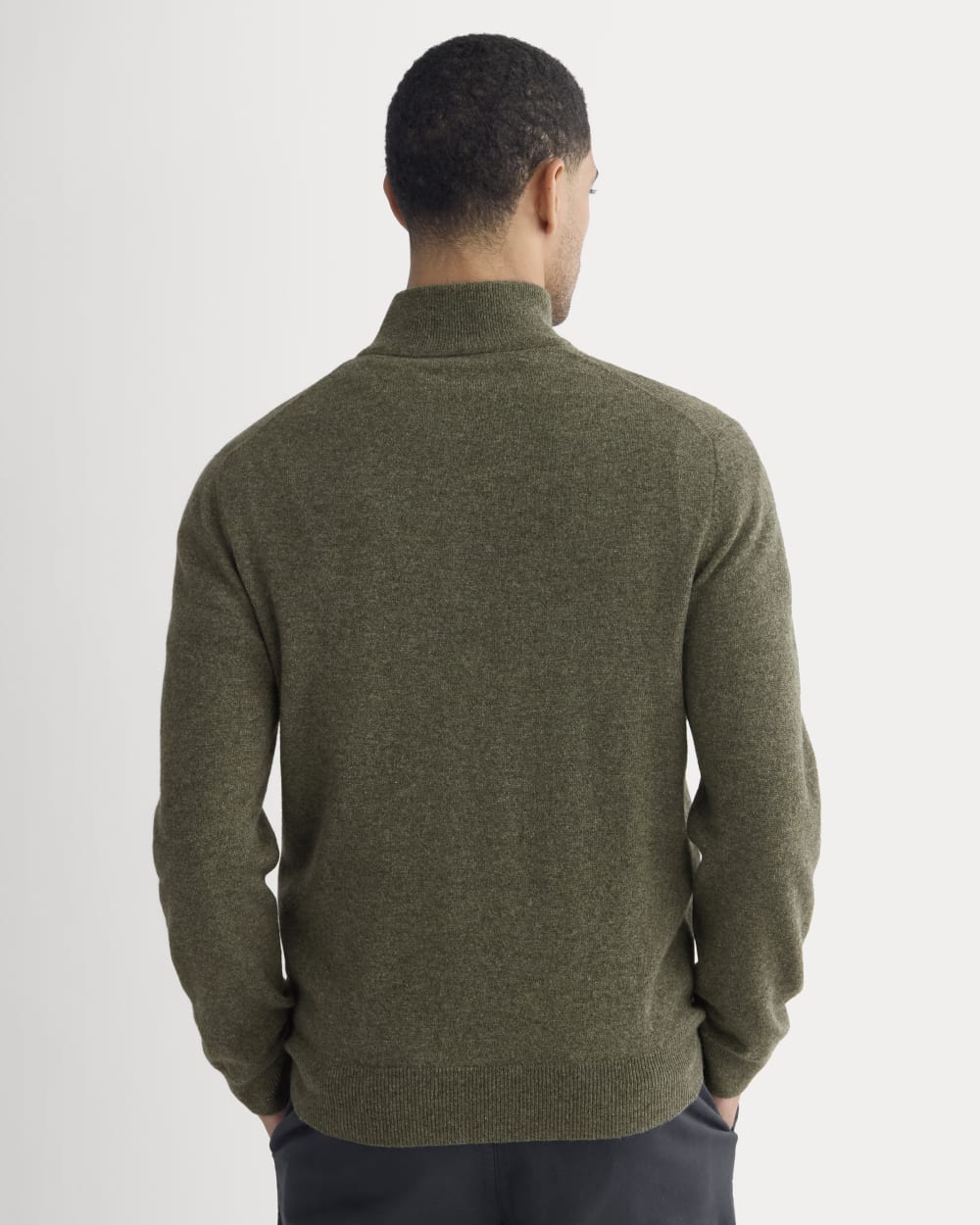 Cashmere Quarter Zip Sweater | Heathered Army Green