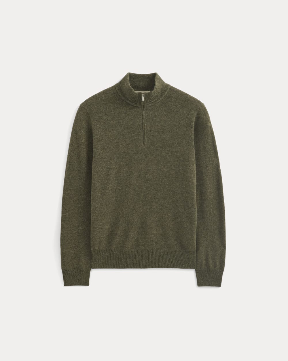 Cashmere Quarter Zip Sweater | Heathered Army Green