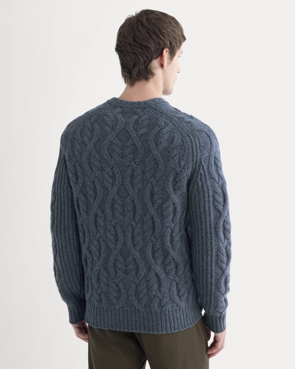 Cable Knit Crew in Luxe Merino | Heather Midnight Navy
