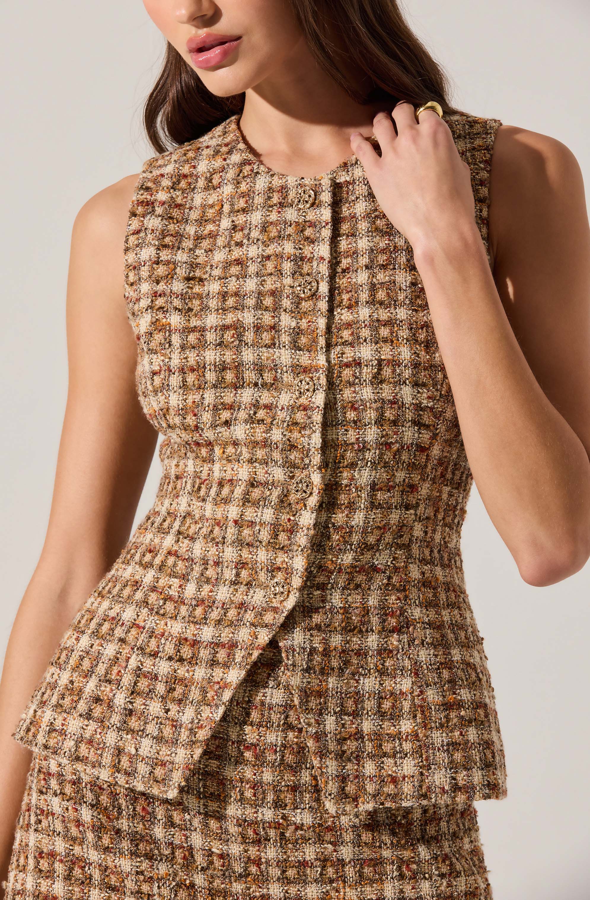 Dilone Tweed Vest Mini Dress