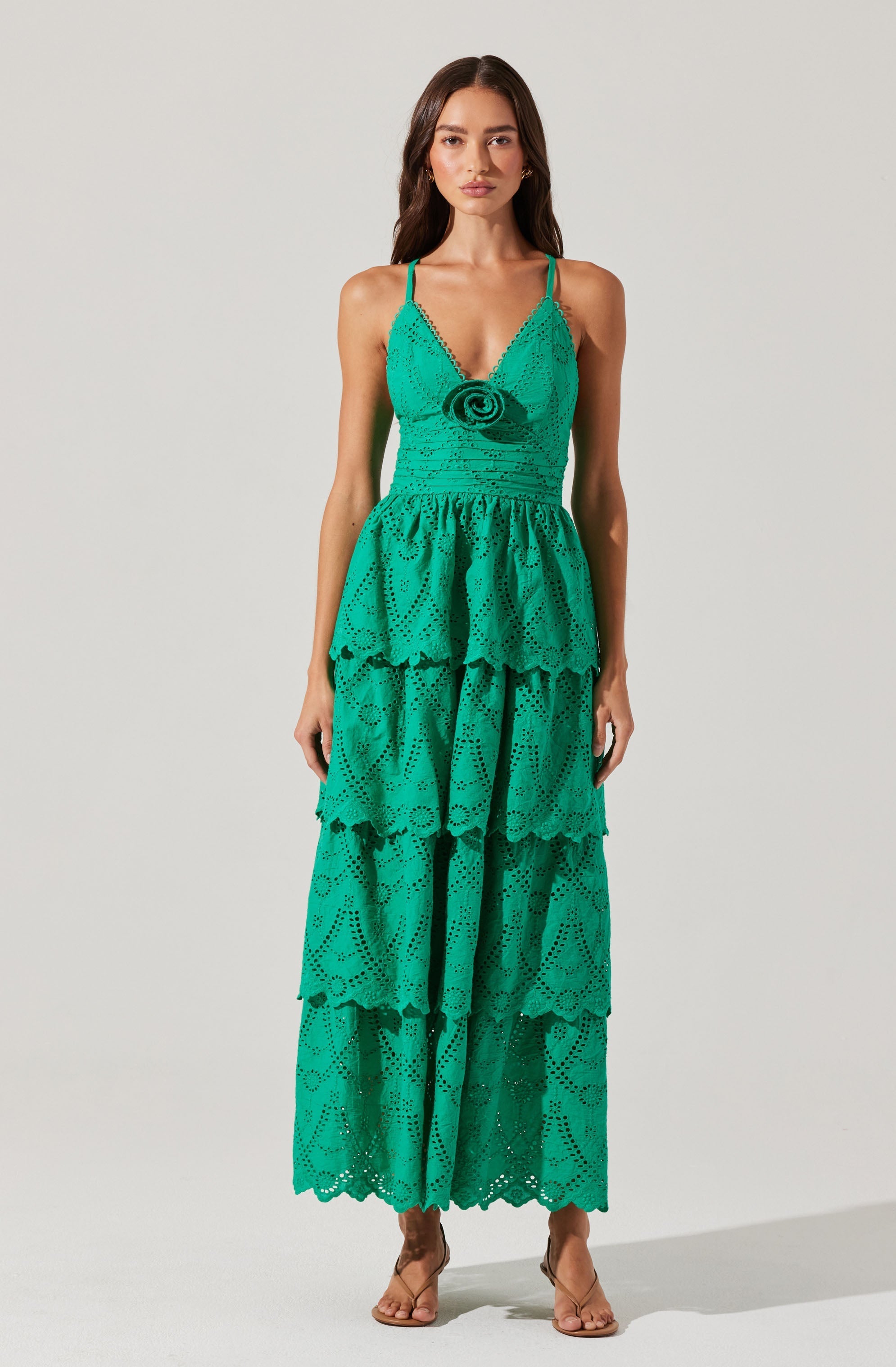 Faeryn Eyelet Tiered Maxi Dress