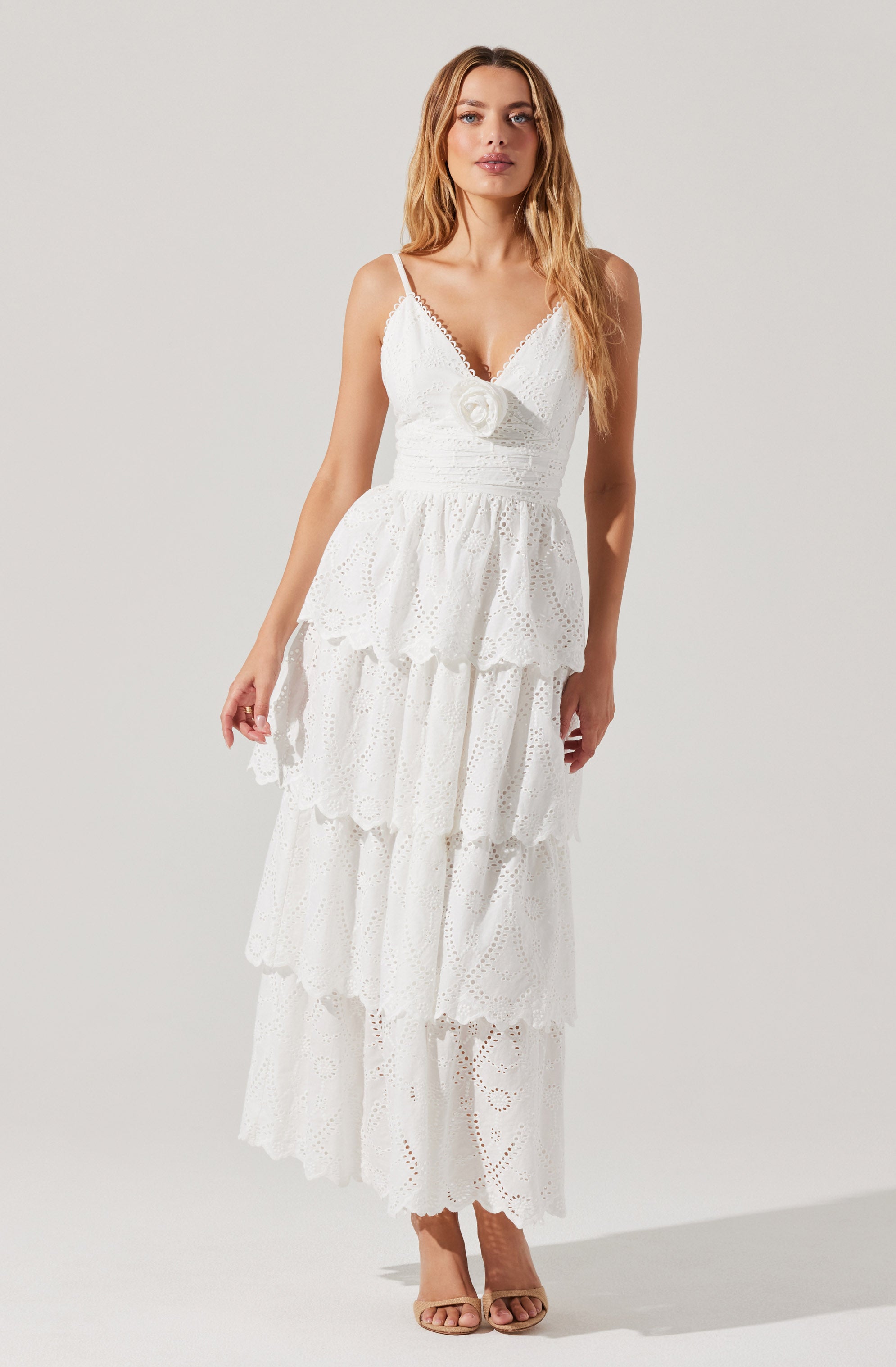 Faeryn Eyelet Tiered Maxi Dress