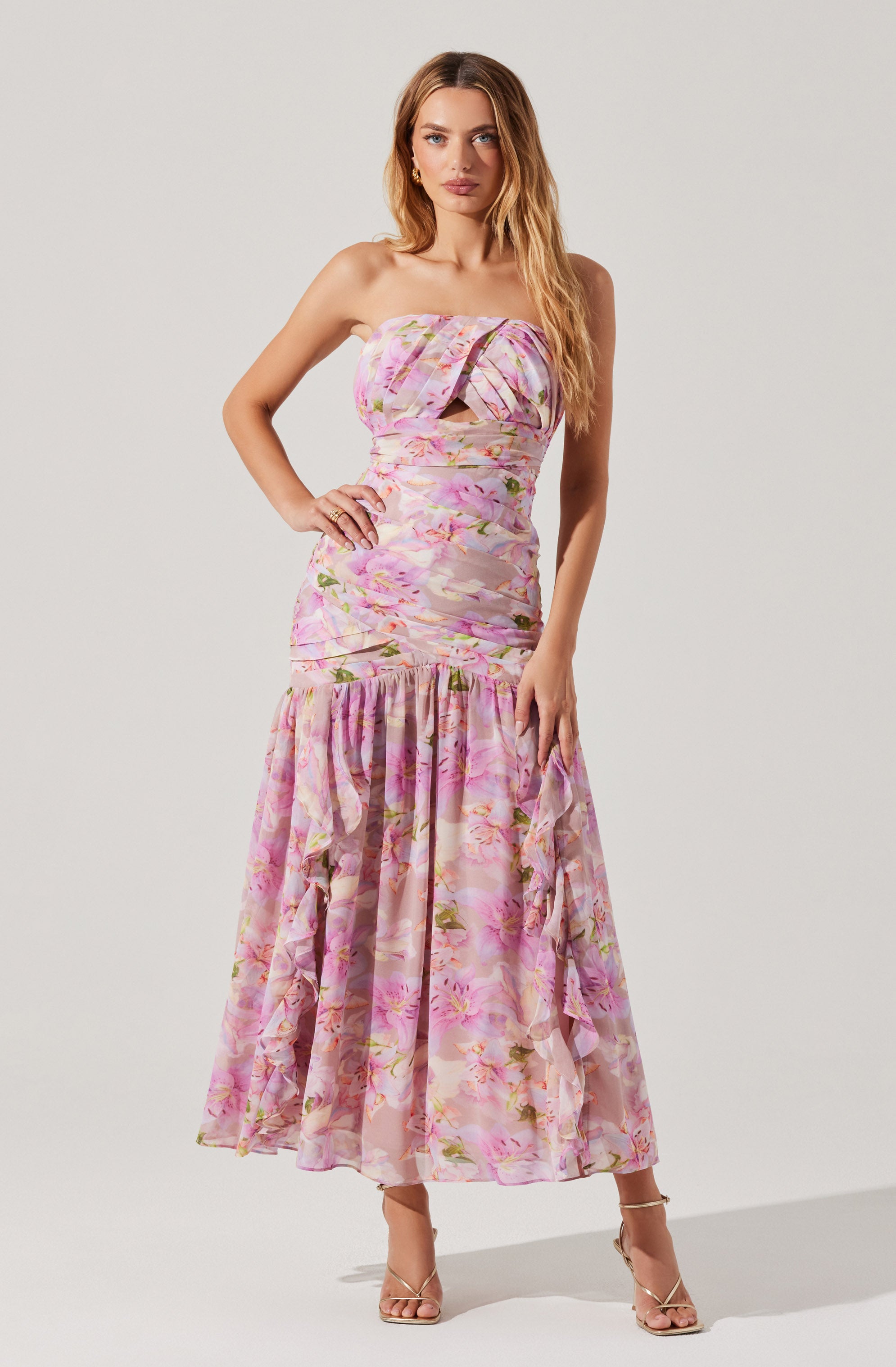 Estefany Strapless Pleated Maxi Dress