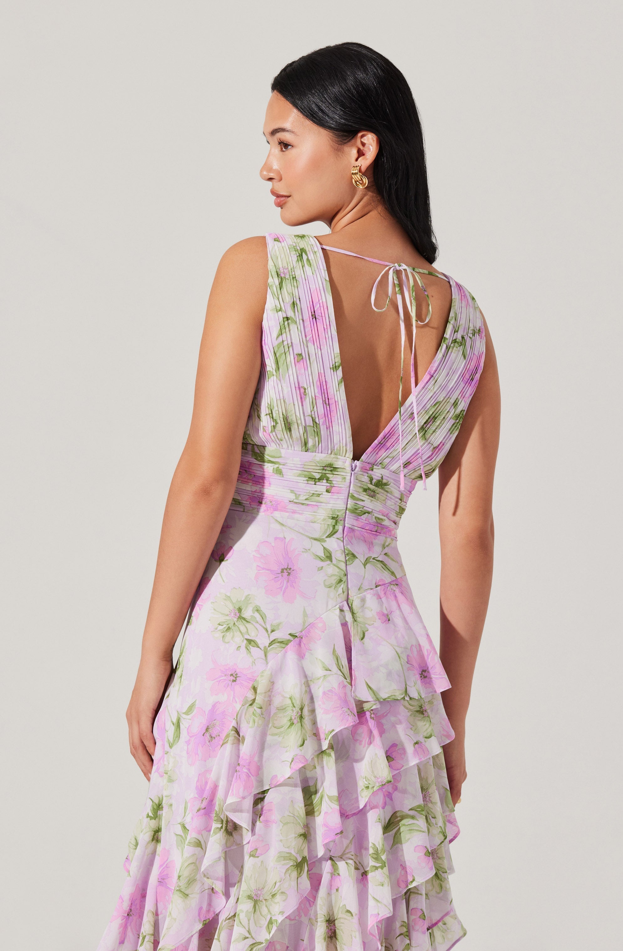 Cytherea Asymmetric Ruffle Midi Dress