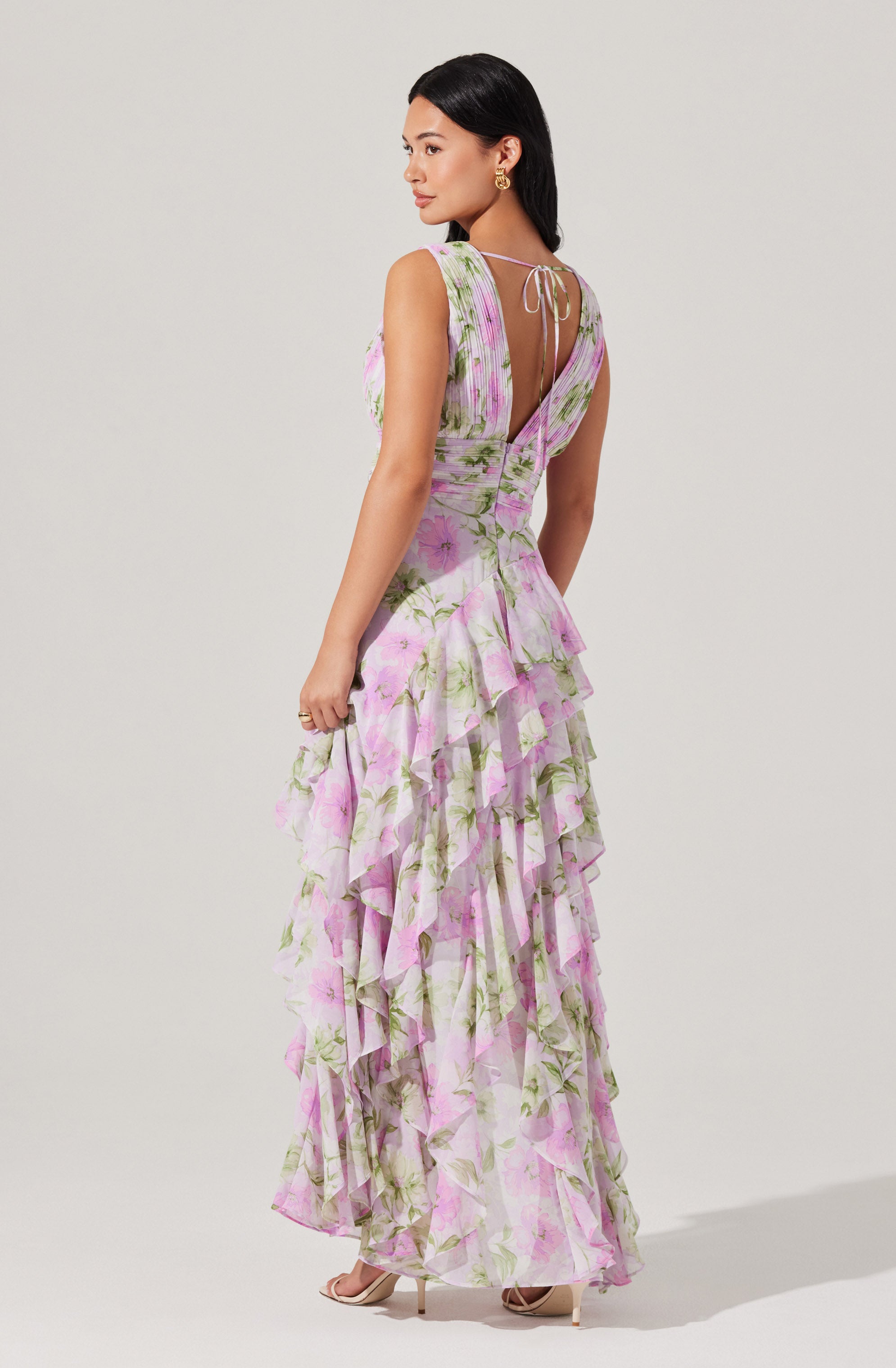 Cytherea Asymmetric Ruffle Midi Dress