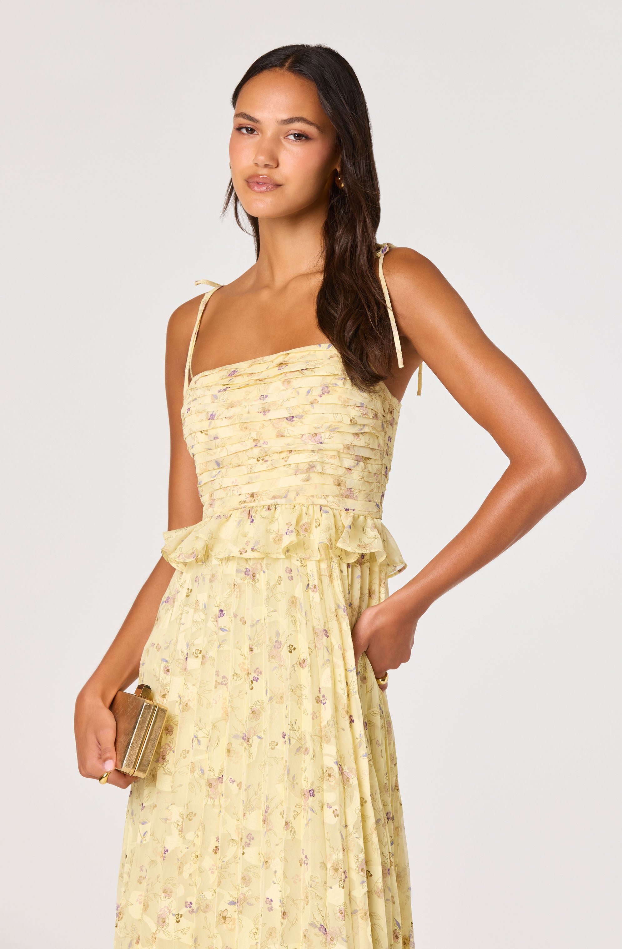 Emerys Pleated Floral Midi Dress