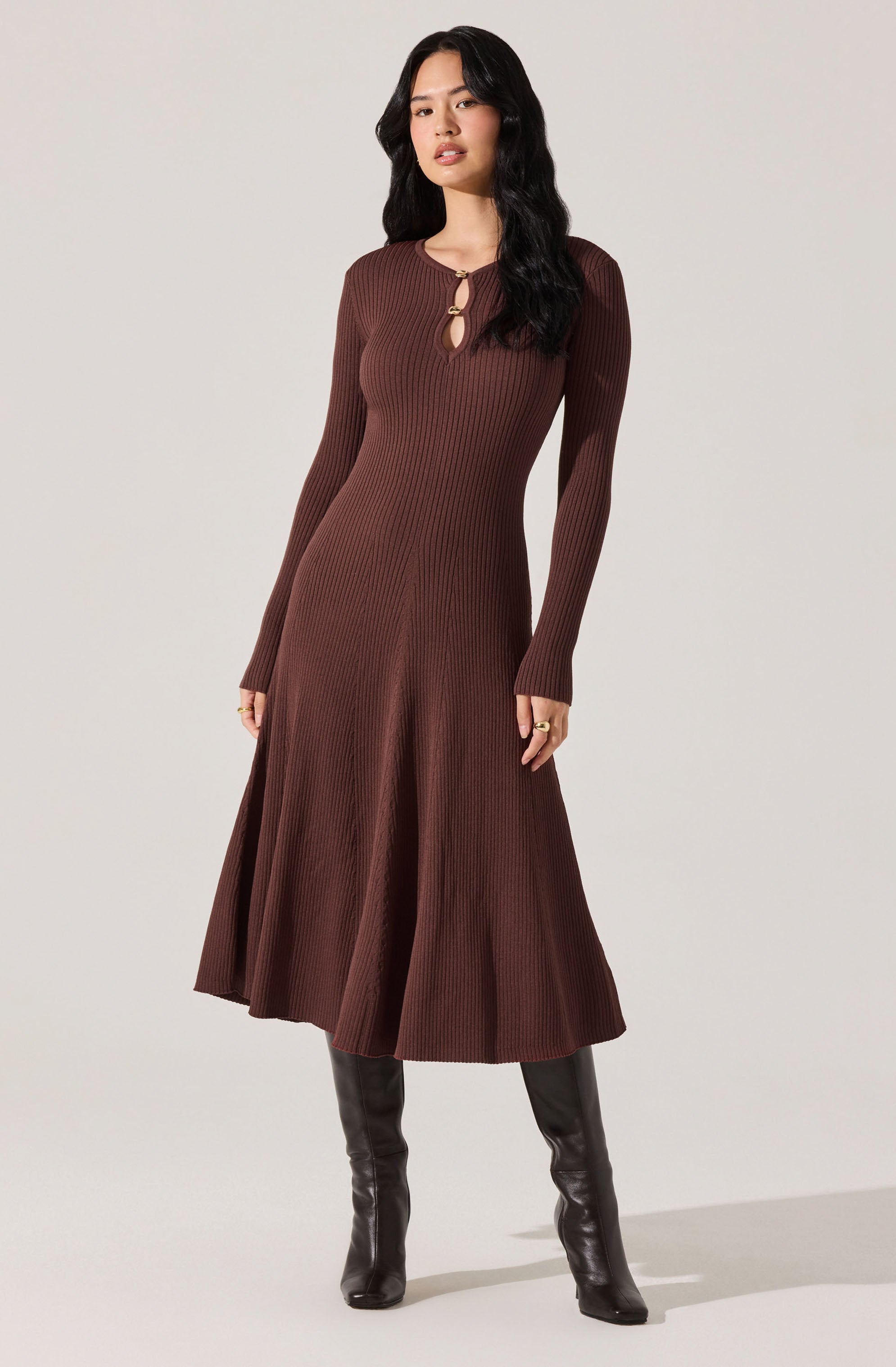 Fallyn Ribbed Sweater Midi Dress