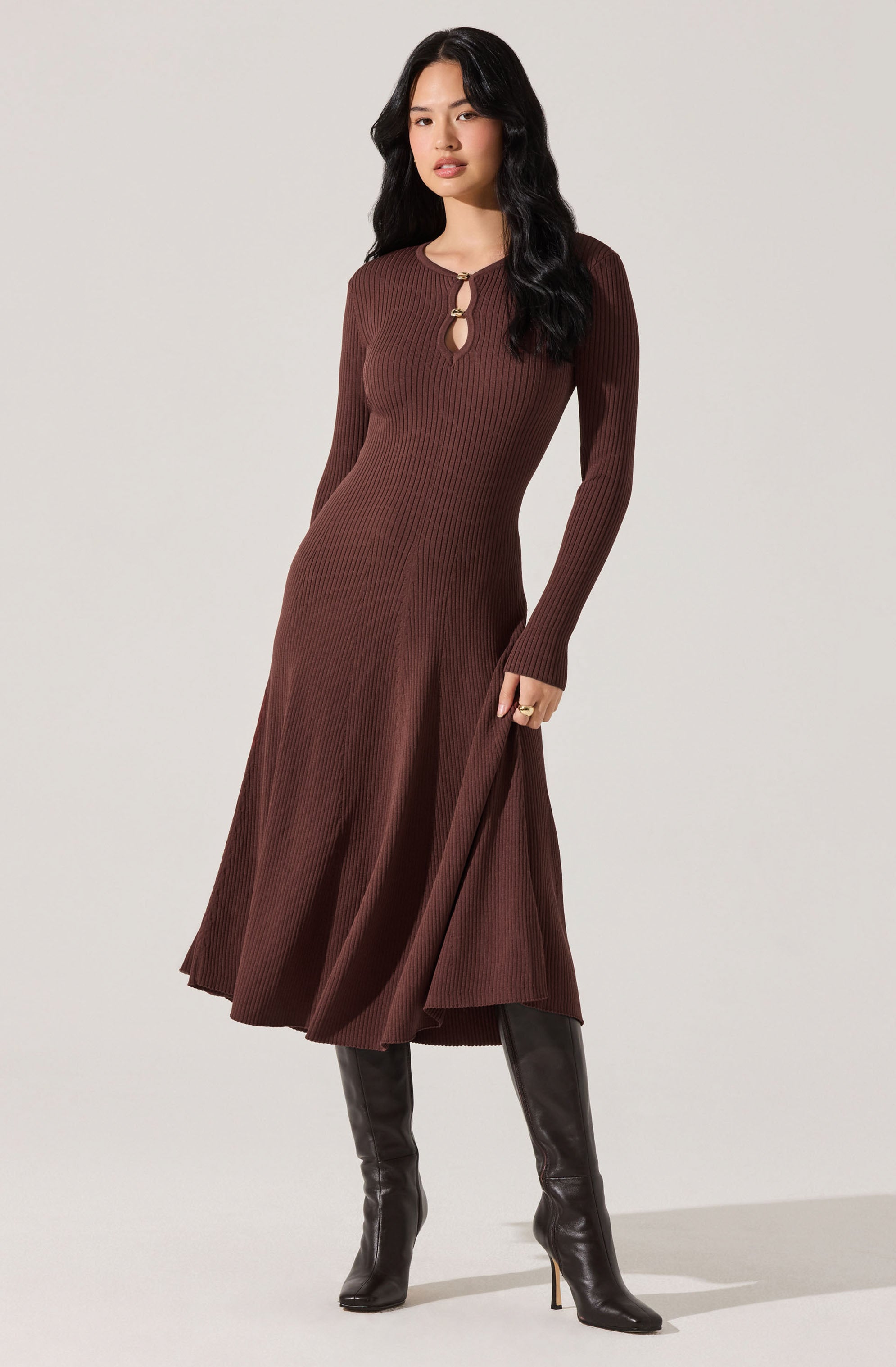 Fallyn Ribbed Sweater Midi Dress