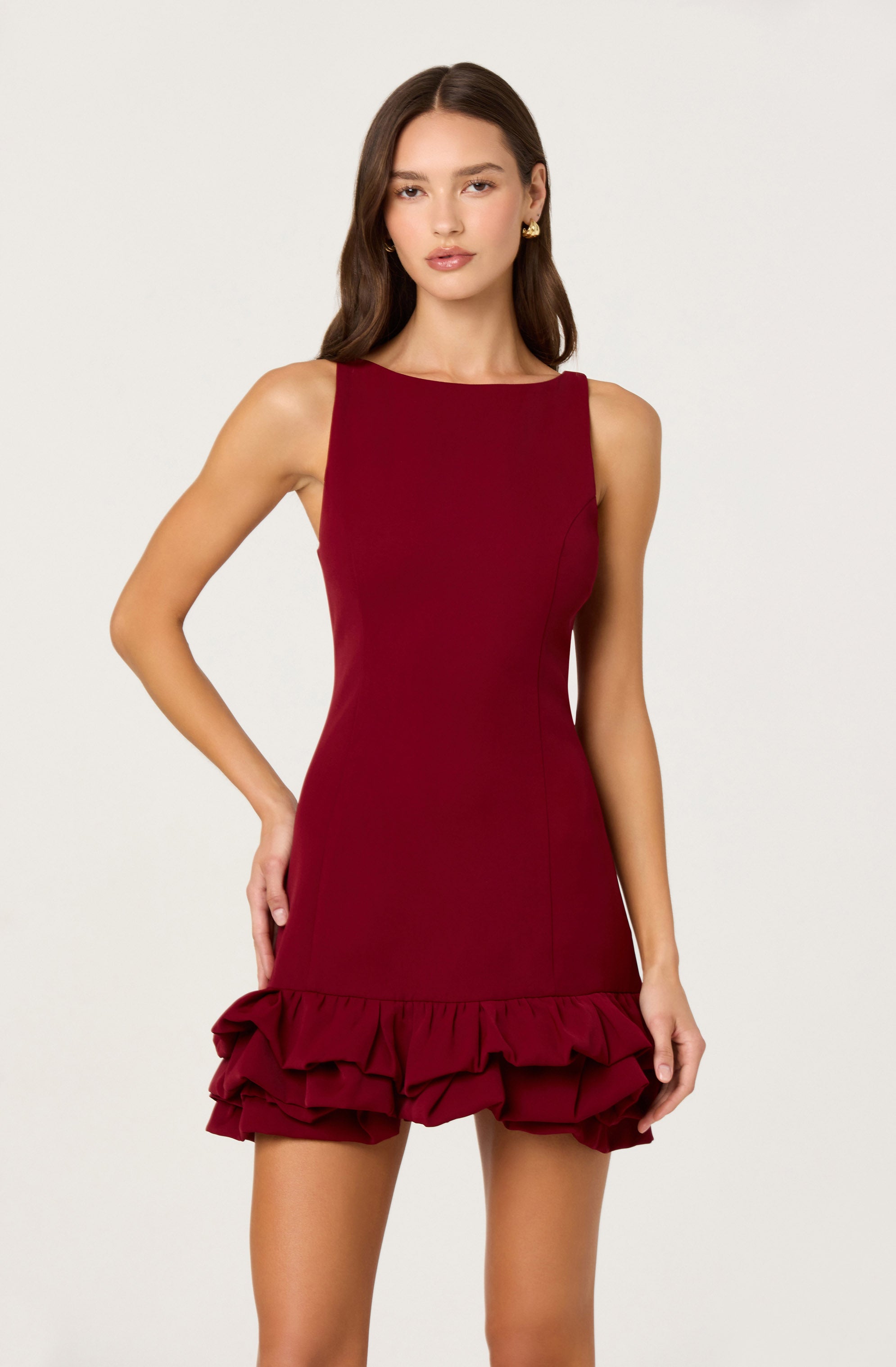 Elexis Ruffle Hem Mini Dress