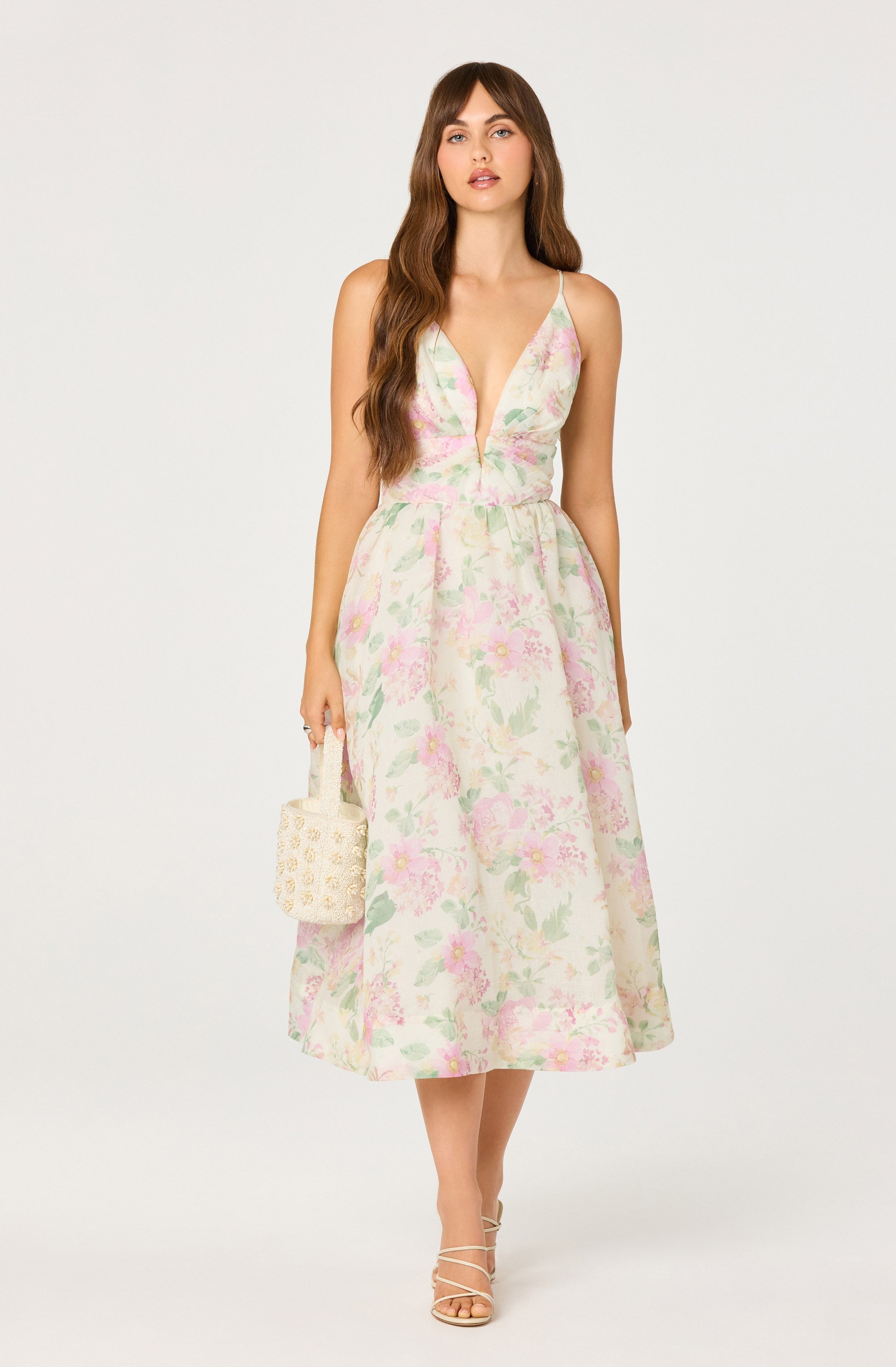 Janna Floral Plunge Midi Dress