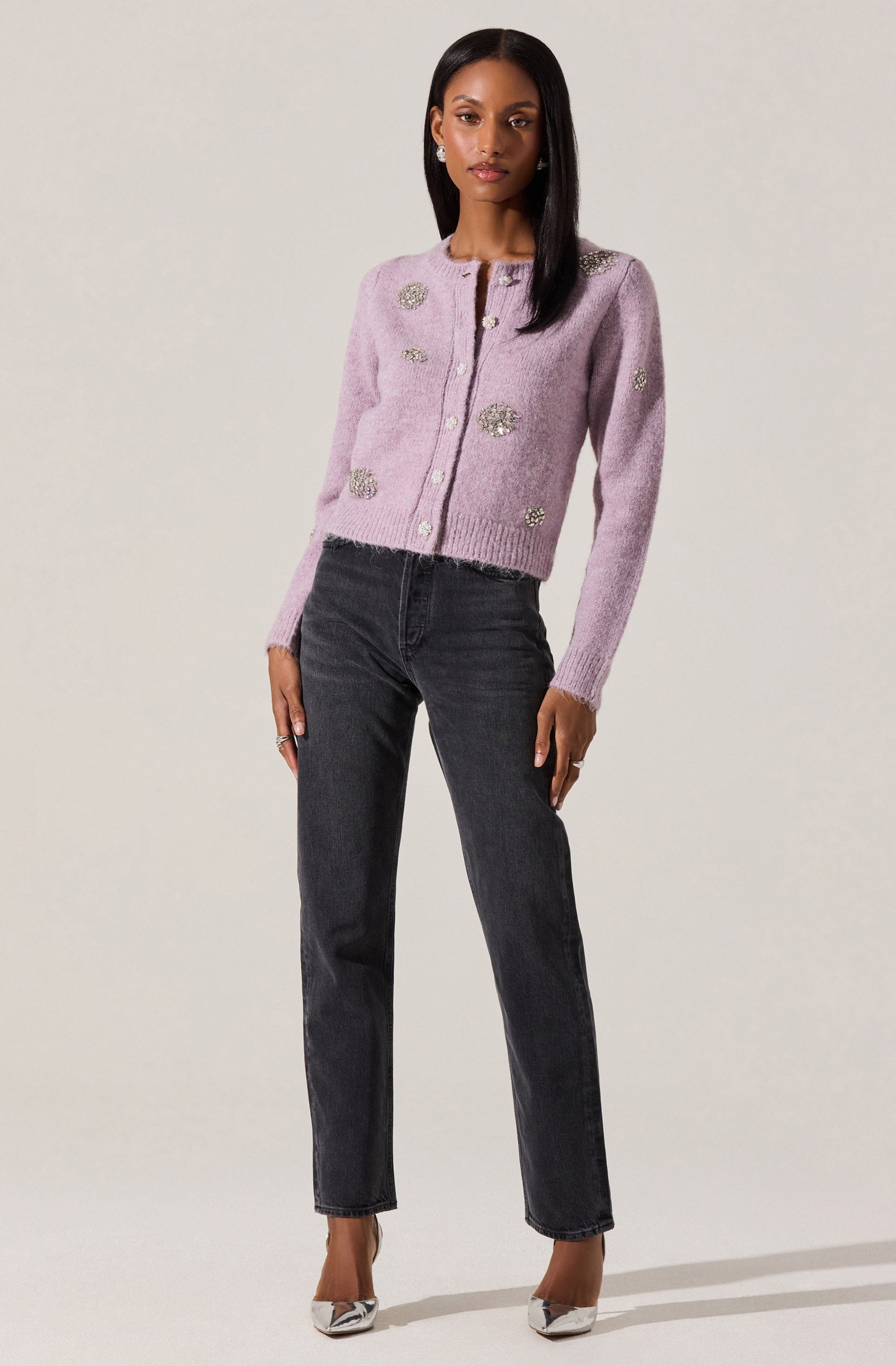 Dorothea Embellished Brushed Knit Cardigan