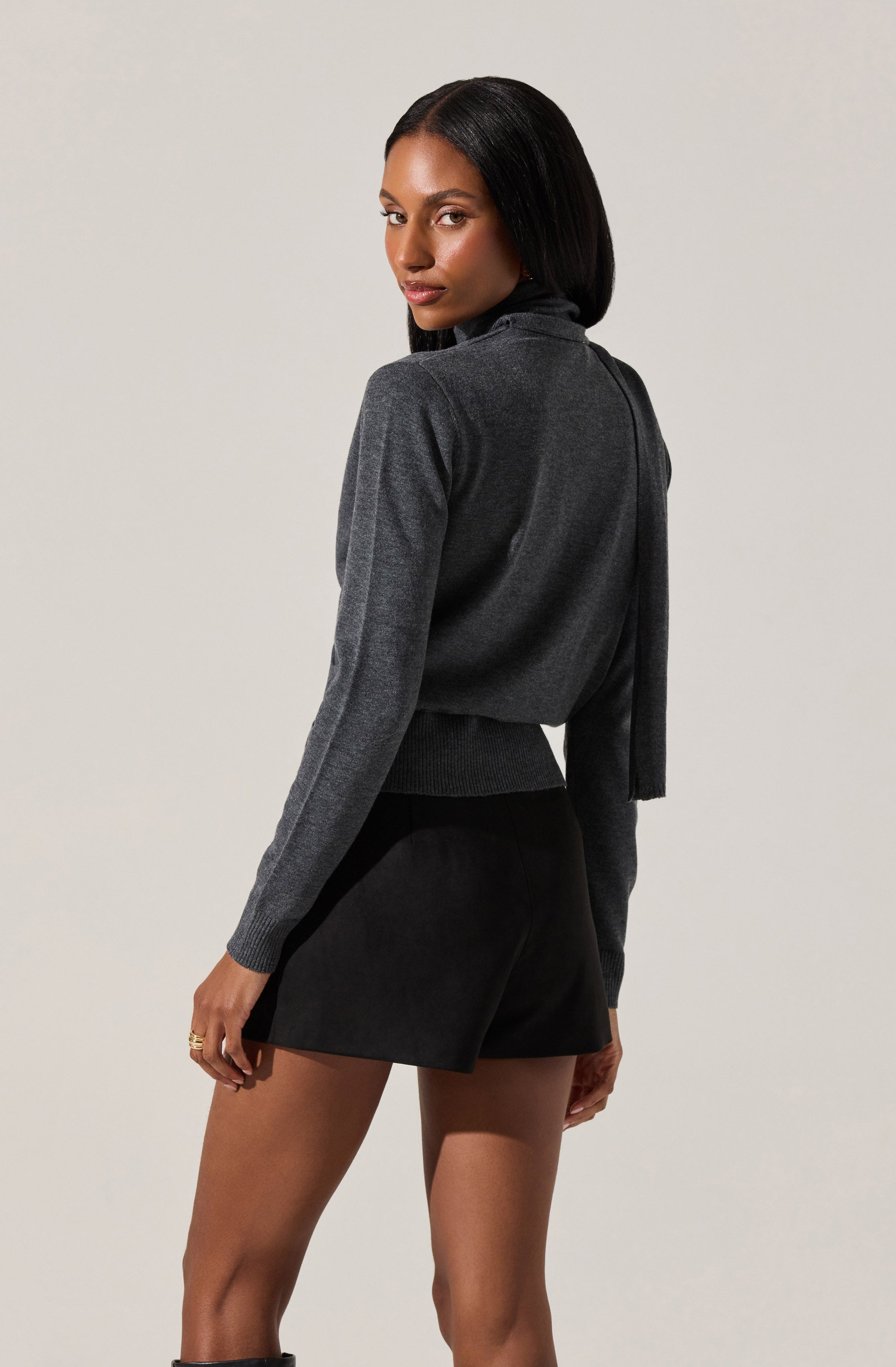 Glynne V-Neck Scarf Cardigan Sweater
