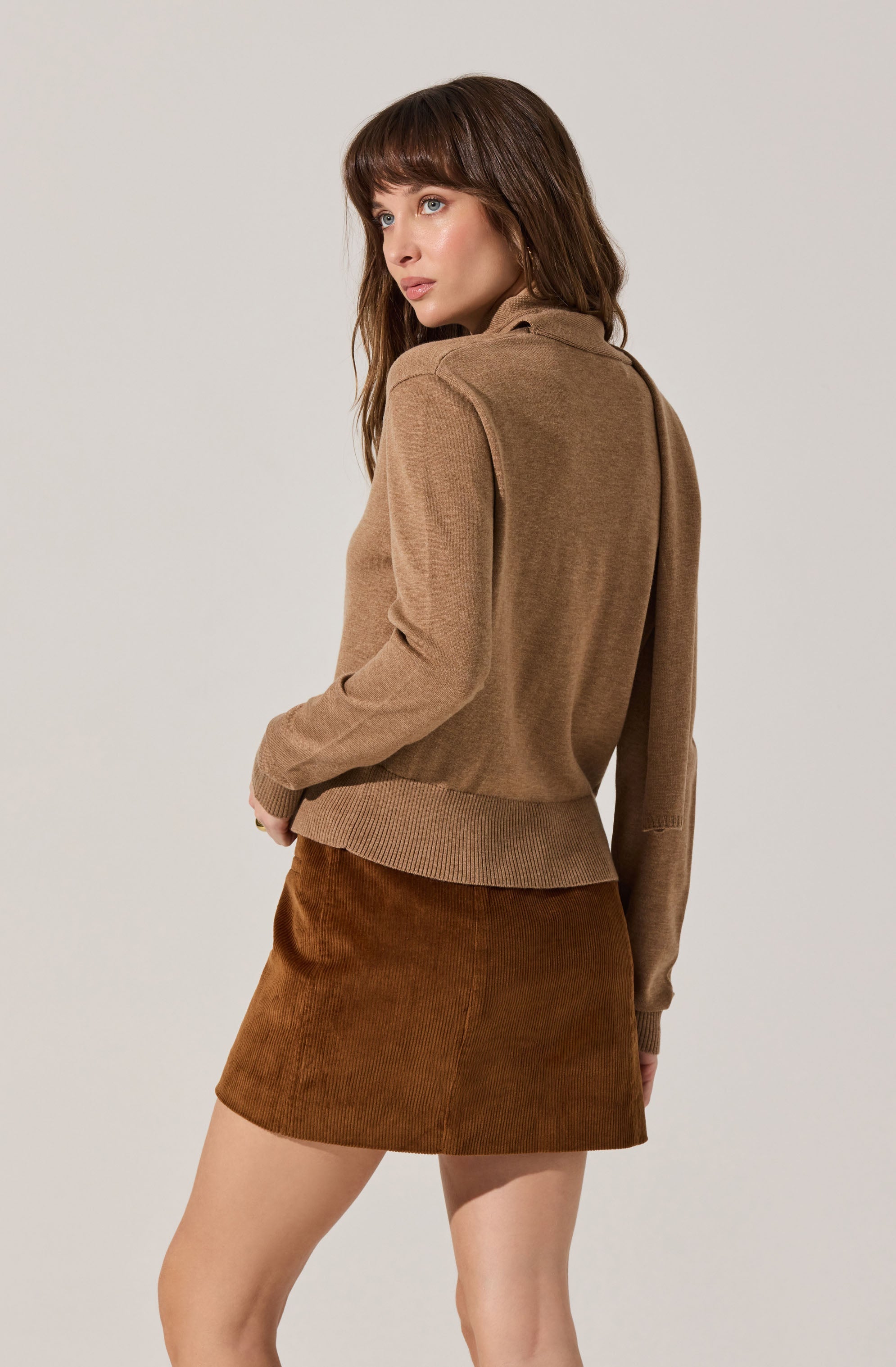 Glynne V-Neck Scarf Cardigan Sweater