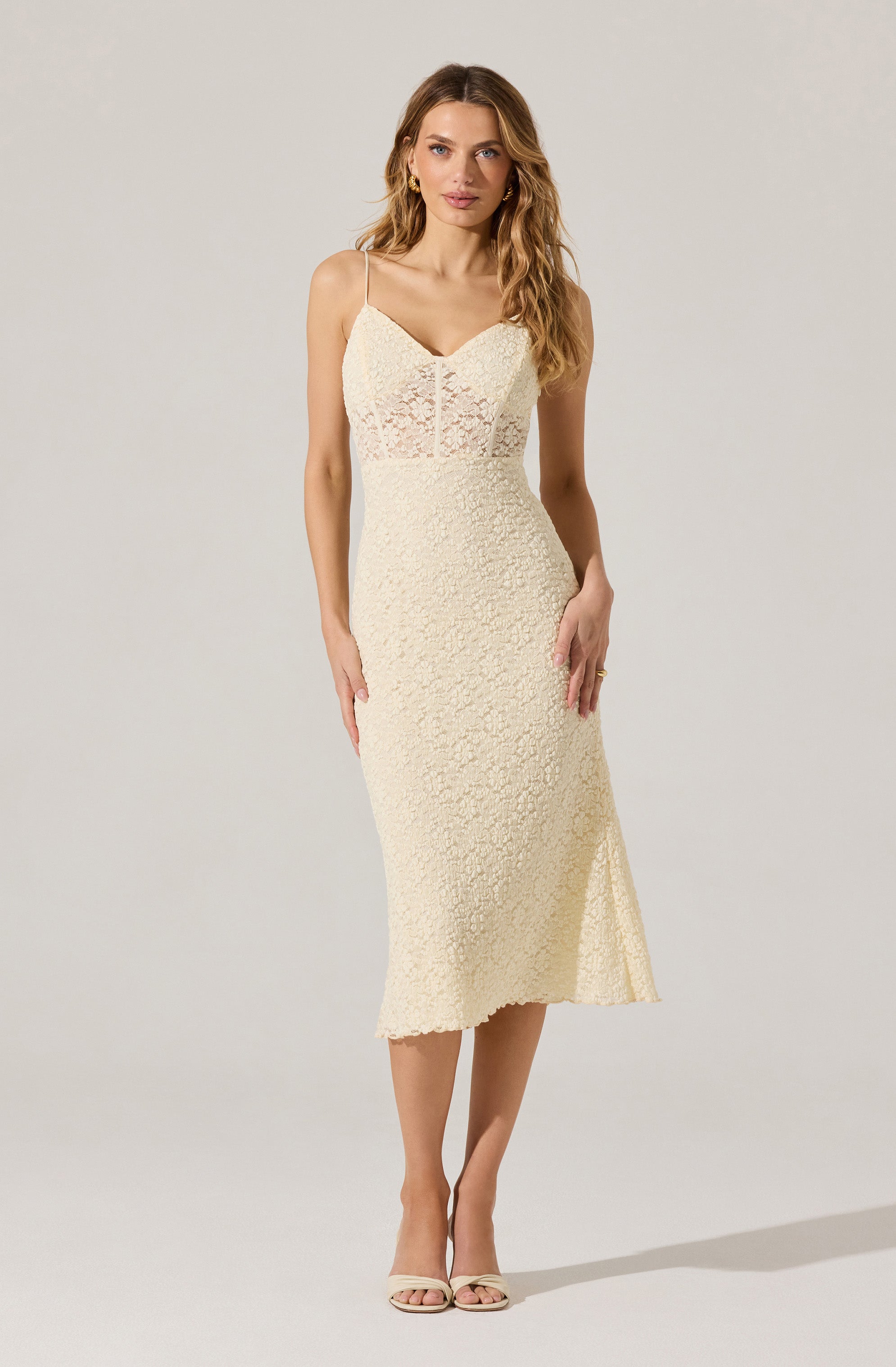 Floral Lace Knit Midi Dress