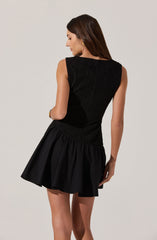 Cowl Neck Mixed Media Mini Dress