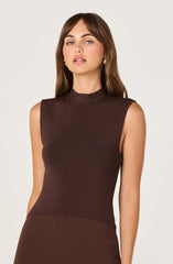 High Neck Tie-Back Midi Dress