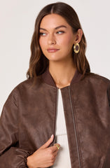 Faux Leather Bomber Jacket