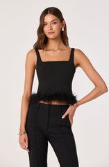 Feather Trim Corset Top