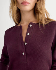 Boxy Henley in Cozy Waffle | Heathered Port Royale
