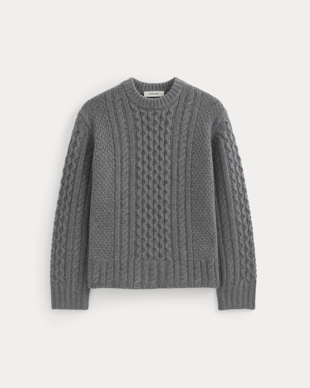 Cable Sweater in Luxe Merino | Heathered Mid-Grey