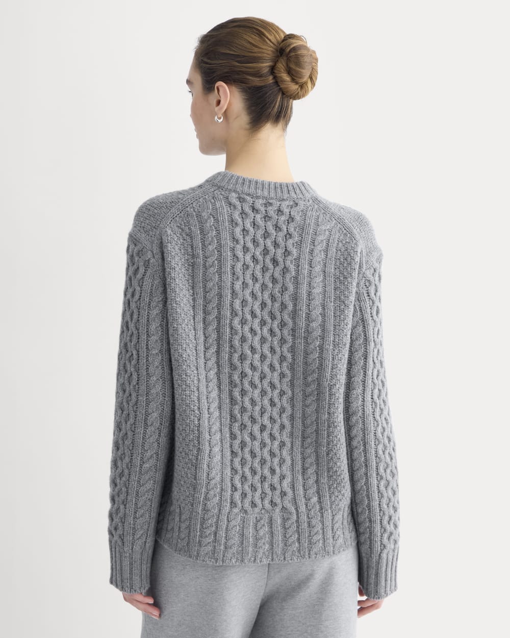 Cable Sweater in Luxe Merino | Heathered Mid-Grey
