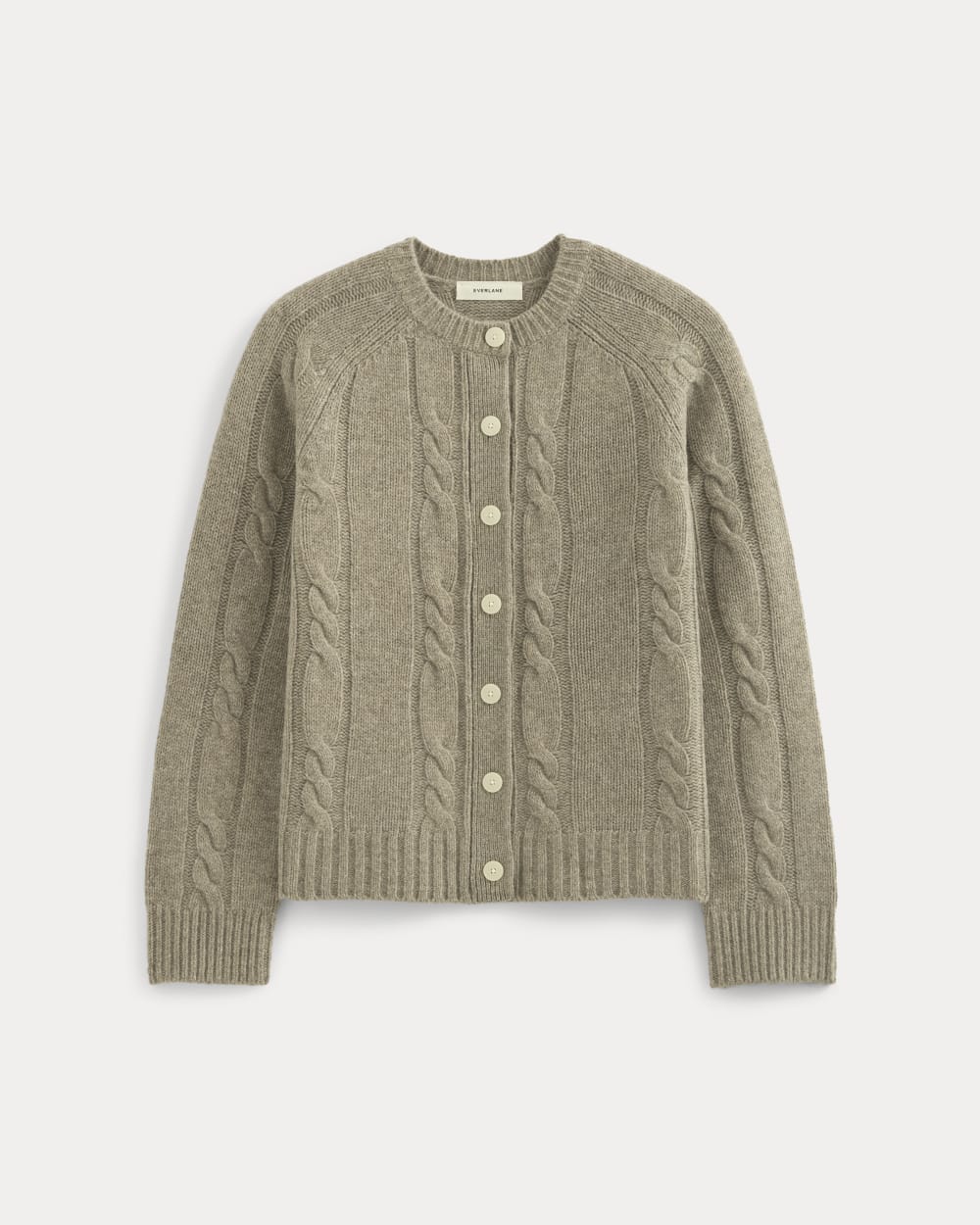 Cable Cardigan in Extrafine Luxe Merino | Heather Soft Taupe