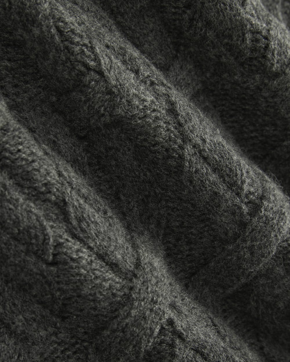 Cable Knit Crew in Luxe Merino | Heathered Soot